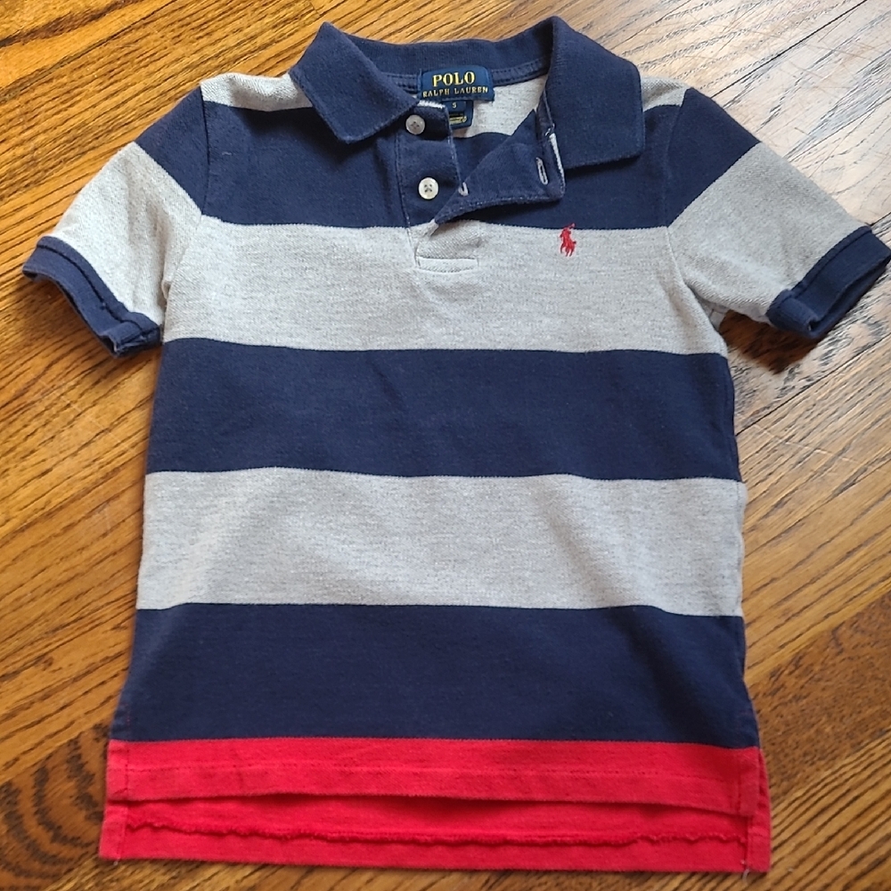 Polo by Ralph Lauren Kids Striped Navy and Gray Polo Shirt